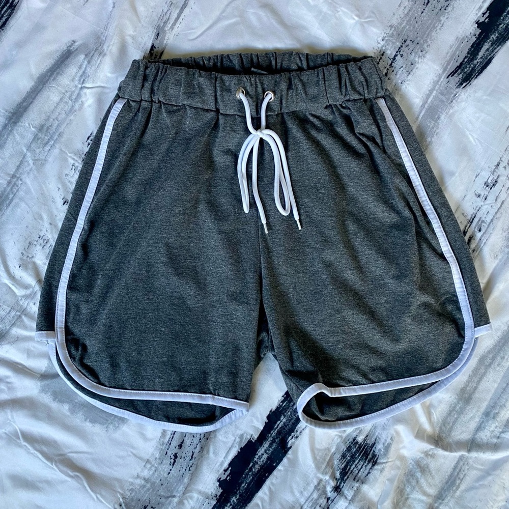High Rise Cotton Track Shorts